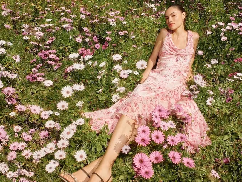 Cinq à Sept Raya Floral Print Cowl Neck Silk Maxi Dress